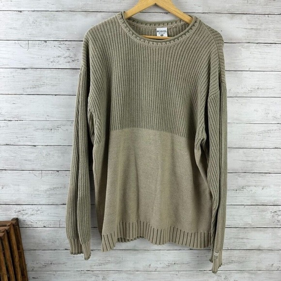 Columbia Tan Brown Outdoorsman Sweater Mens XL Cotton Outdoor‎ Camp Hunt - Picture 1 of 10